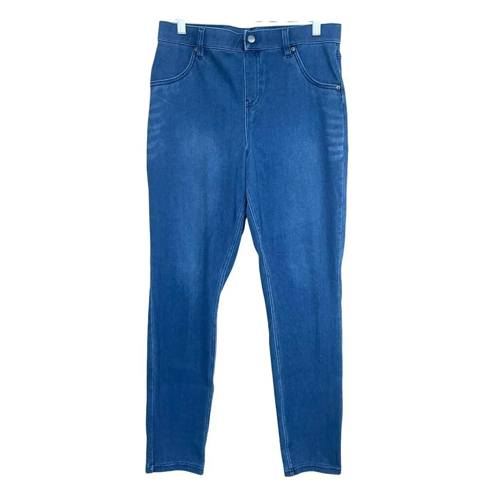 Hue Womens Stretch Denim Pull On Jeggings Blue Size L NWOT